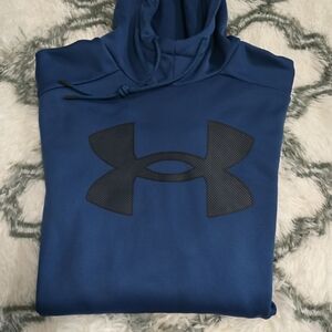 Under Armour Men's Teal Blue Hoodie with Black Logo